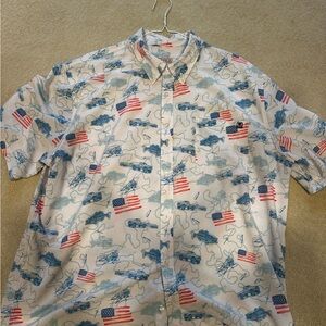 Huk Men's Patriotic Print Button Down Shirt